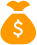 pomarańczowa ikona worka z pieniędzmi
